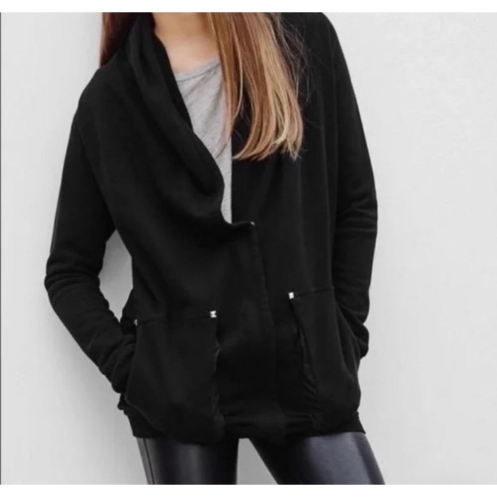 Wilfred Aritzia Free Lounge Cardigan Gray Asymmetrical Zip French Terry XS